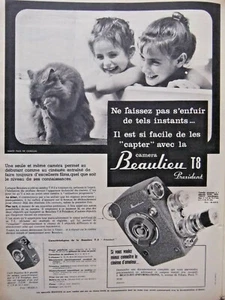 PUBLICITÉ 1958 CAMÉRA BEAULIEU T8 LAISSEZ PAS S'ENFUIR DE TELS INSTANTS - CHAT - Picture 1 of 1
