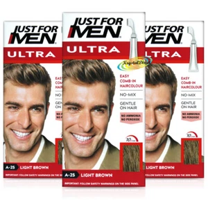 3x Just For Men Ultra Fácil Peine En Autotop A25 Tinte Color para el Cabello Marrón Claro - Imagen 1 de 1