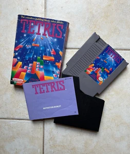 VINTAGE 1989 Nintendo NES Spielpatrone Original-Zubehör-Hersteller Box Tetris komplette Anleitung BK - Bild 1 von 2