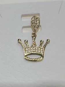 Ciondolo piccola corona in oro 14 kt con pietre zirconi - Foto 1 di 5