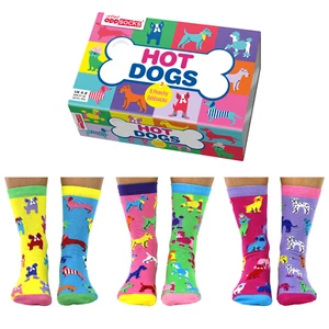 UNITED ODDOCKS HOT DOG SECHS HUNDE UNGERADE SOCKEN FÜR DAMEN UK 4 - 8 GESCHENKIDEE - Bild 1 von 3