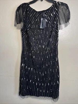 Adrianna Papell Women's Dark romantic Dark Fairy Goth  Tulle Trim Dress Sz 10 - Image 1 of 4