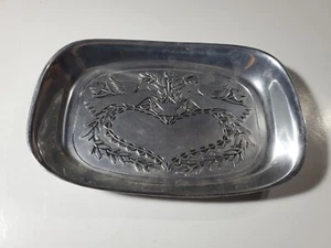 Vtg Wilton Bread Tray Dish Heart Love Bird Heart Pewter Metal Trinket PA USA - Picture 1 of 11