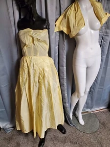 Vtg 1930s 1940s Maxi Dress gown & bolero PXS Garden Tea Party Prom Ww2 EUC - Picture 1 of 9