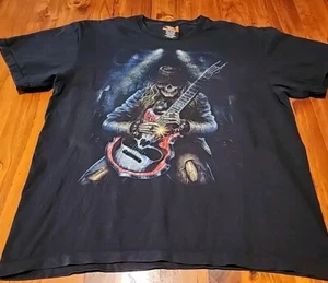 Vintage Single Stitch Skeleton Guitarist Tee XL Rock Eagle 90s Fantasy Music - Picture 1 of 11