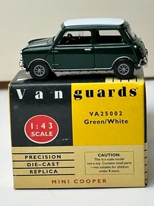 Vanguards 1:43 Scale Diecast Mini Cooper with Box, Green/White - Picture 1 of 16