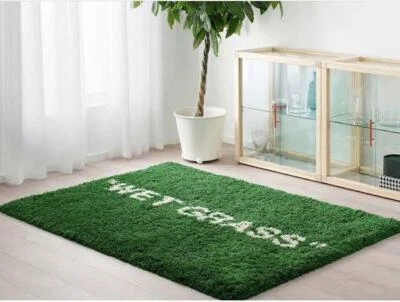Alfombra de hierba húmeda Virgil Abloh Ikea Markerad verde blanco apagado edición limitada JAPÓN Foto 1 de 2