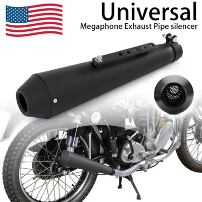 Universal Motorcycle Exhaust Pipe Muffler Fit For Harley Racer Cafe Cruiser US - Image 1 of 4