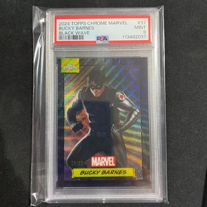 2024 topps chrome marvel refractor BLACK WAVE BUCKY BARNES 1/10  PSA 9 Alpha!! - Picture 1 of 1