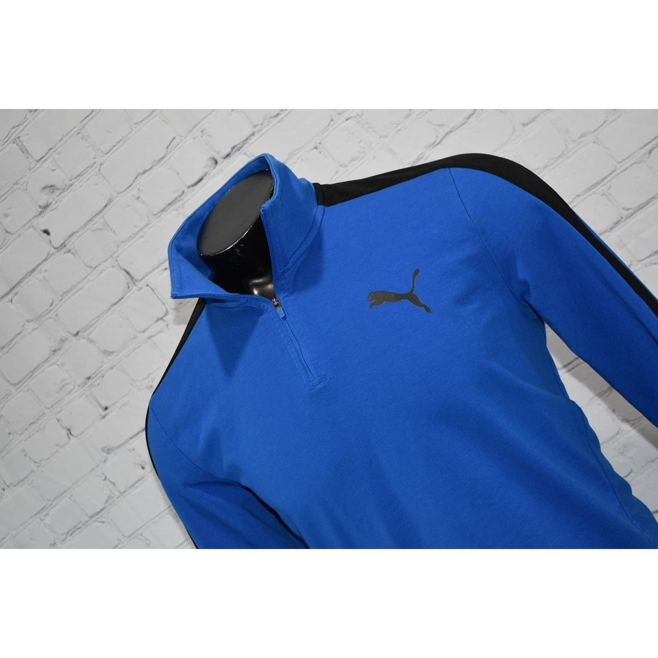 Мужской пуловер Puma для гольфа размер Large функциональная синяя рубашка 1/4 на молнии  - Изображение 1 из 4