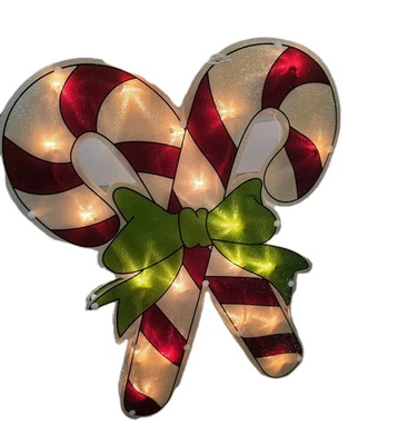 Letrero de ventana de doble cara con bastón de caramelo iluminado Sienna de 18" decoración de Navidad Foto 1 de 4