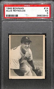 1948 Bowman #14 ALLIE REYNOLDS PSA 5 EX 26803843 - Picture 1 of 2