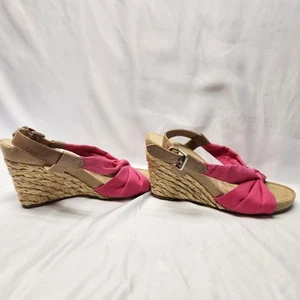 Women's Aerosoles Wedge Sandal Sz 7 Pink Straps Feminine Barbiecore - Picture 1 of 7