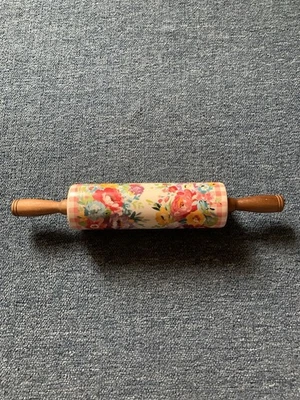 The Pioneer Woman Sweet Romance Blossoms Ceramic Rolling Pin Acacia Wood Handles - Image 1 of 4