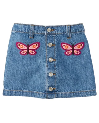 NUEVO CON ETIQUETAS Gymboree Niñas Talla 4T 6 Falda Denim CELEBRACIONES DE OTOÑO Mariposa NUEVA Foto 1 de 2