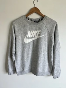 Nike Womens Crewneck Sweatshirt Gray Swoosh Sz Medium - Picture 1 of 4