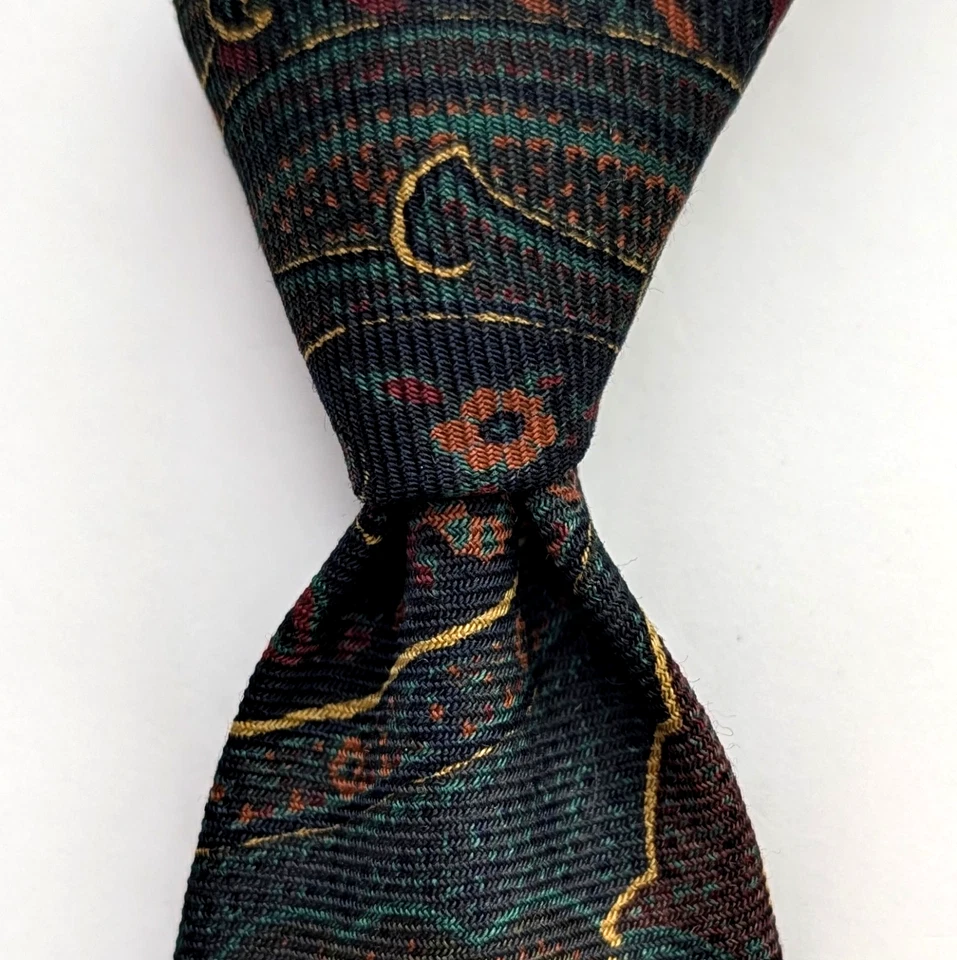 Corbata Polo Ralph Lauren Vintage Lana Challis ITALIA Paisley Azul Marino/Multicolor Usada en Excelente Condición Foto 1 de 4