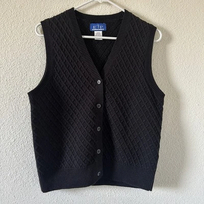 EP Pro Knit Sweater Vest Preppy Golf Women’s Medium Button Front 3D Diamond Knit - Image 1 of 4