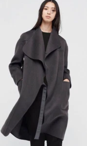 Neu mit Etikett Uniqlo x Jil Sander + J kragenloser Mantel aus Kaschmirmischung – grau, Größe M (US S) - Bild 1 von 7