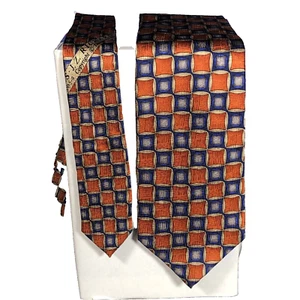 JZ Richard Nordstrom Seidenkrawatte geometrisch blau orange - Bild 1 von 3