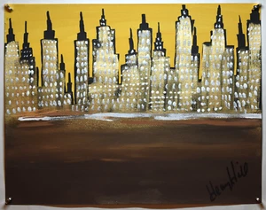 Goodfellas Gangster Henry Hill Authentic Original 11x14" NYC Skyline Painting #5 - Picture 1 of 6