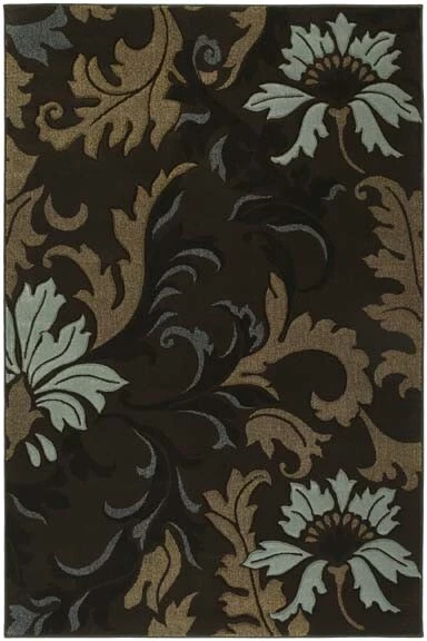 FLORAL blue TRANSITIONAL 2x8 area rug VINES runner : Actual Size 2' 7" x 7' 4" - Image 1 of 1