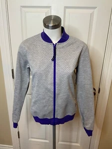 Adidas Gray & Purple Perforated Split Back Track Jacket, Size XS - Picture 1 of 6