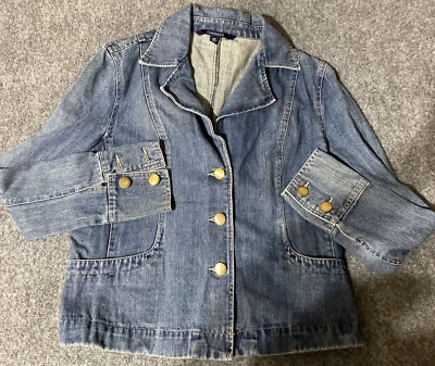 Chaqueta de mezclilla Chadwicks para mujer 10 pequeños botones azules preppy Y2K vintage Foto 1 de 4