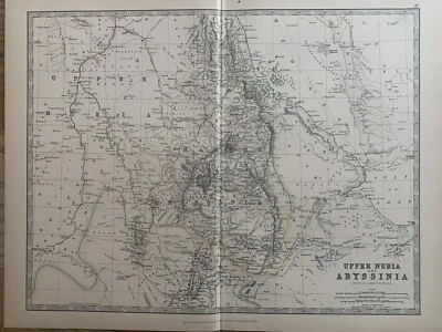 1886 ABYSSINIA ETHIOPIA & UPPER NUBIA ANTIQUE HAND COLOURED MAP BY JOHNSTON - Image 1 of 3