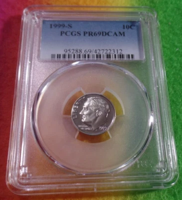 1999-S Roosevelt Dime PCGS PR69DCAM Clad !!!NICE!!! - Image 1 of 2