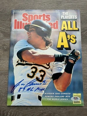 Jose Canseco Signed Sports Illustrated Baseball MLB A’s - Image 1 of 3