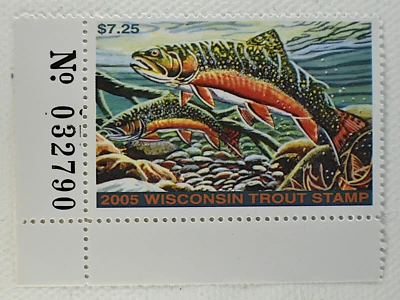 US WISCONSON TROUT STAMP $7.25 MNH, 2005 - Image 1 of 2
