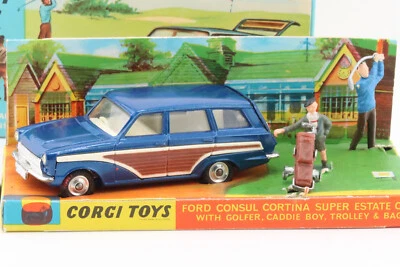 CORGI TOYS 440 * FORD CONSUL CORTINA ESTATE CAR * GOLF SET * 1966 * 1:43 * OVP - Bild 1 von 4
