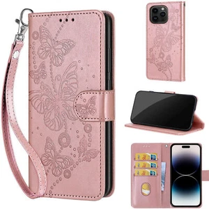 Butterfly Wallet Case For iPhone Samsung Huawei Honor Xiaomi Google Moto OPPO - Picture 1 of 16