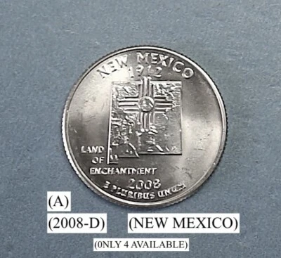 2008-D-NEW MEXICO STATE QUARTER BU-FROM US MINT ROLL C- NGC PRICE CHARTS   (A) - Image 1 of 4