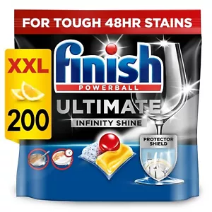 Finish Ultimate Infinity Shine Dishwasher Tablets | Lemon | 200 Tabs - Picture 1 of 9