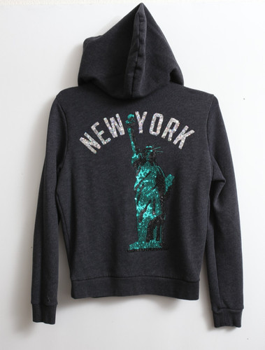 UNDERCOVER Giacca con cappuccio sequenza Statua della Libertà Victoria’s Secret NEW YORK ROSA USATA IN OTTIME CONDIZIONI