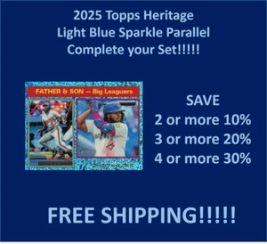 2025 Topps Heritage Chrome LIGHT BLUE SPARKLE You Pick/Complete Your Set!!!!! - Bild 1 von 57
