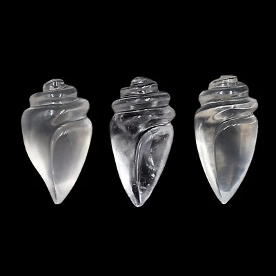 Natural Rose Quartz Smooth Briolette 11x21 mm Carving Conch Shell Stone 1 Piece - Image 1 of 4