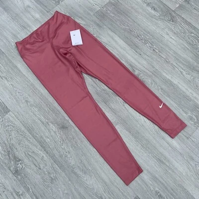 Nike Womens Dri Fit One Midrise Shine Tights Leggings - Pink [DD5439-667] - Image 1 of 4