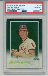 2020 TOPPS ALLEN & GINTER CHROME GREEN REFRACTOR NOLAN RYAN /99 PSA 10 POP 4 - Picture 1 of 2