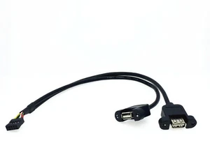 1pcs 9 Pin To Dual USB 2.0 Type A Female Header Adapter Motherboard Cable - Picture 1 of 4