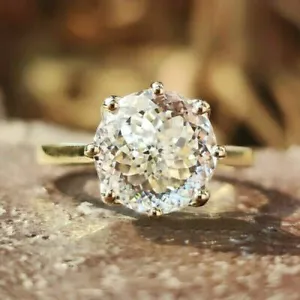 2 Carat White Portuguese Cut Moissanite 8 Prongs Solitaire Ring 14K Rose Gold Fn - Picture 1 of 7