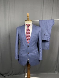 Suitsupply Slim Fit Striped Blue Wool 2 Piece Suit Size 46 - Picture 1 of 12