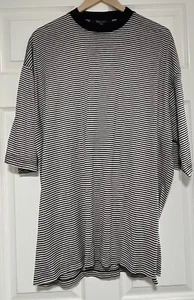 VINTAGE Bernini Shirt Mens Extra Large Black White Stripe Grunge Made in Italy - Picture 1 of 3
