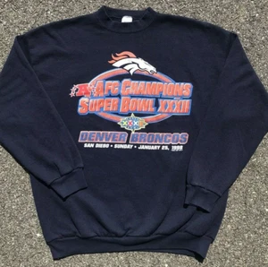 Vintage Denver Broncos 1998 AFC Champion 90s NFL Crewneck Sweatshirt Logo 7 XL - Picture 1 of 10