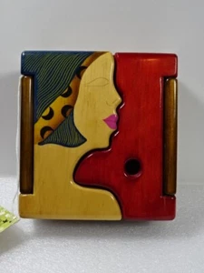 Organica Funcionarte Wooden Box Decorated With The Head Of A Woman. Columbia - Picture 1 of 14