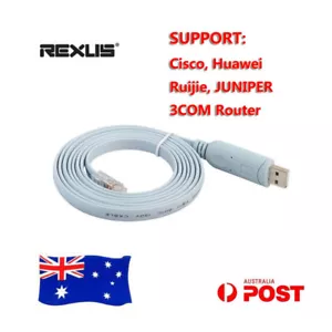 USB 2.0 to RJ45 Console Cable Cord Lead With FTDI Chip For Routers Windows 10 AU - Picture 1 of 2