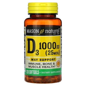 Vitamin D3, 25 mcg (1,000 IU), 120 Softgels - Picture 1 of 2