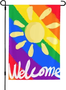 Pride Garden Flags, Welcome LGBTQ Progress Yard Flag Double Sided 12X18 Inch for - Picture 1 of 6